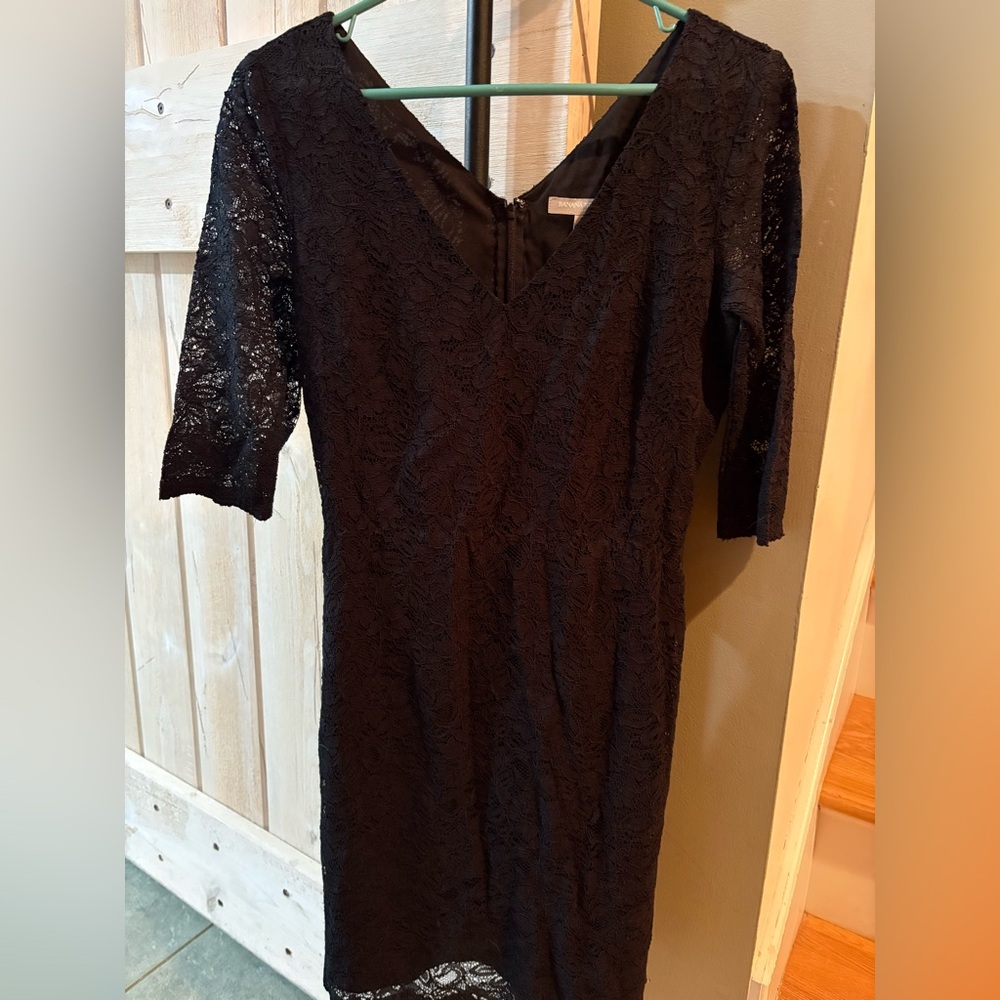 Banana Republic Black Lace Long Sleeve Dress